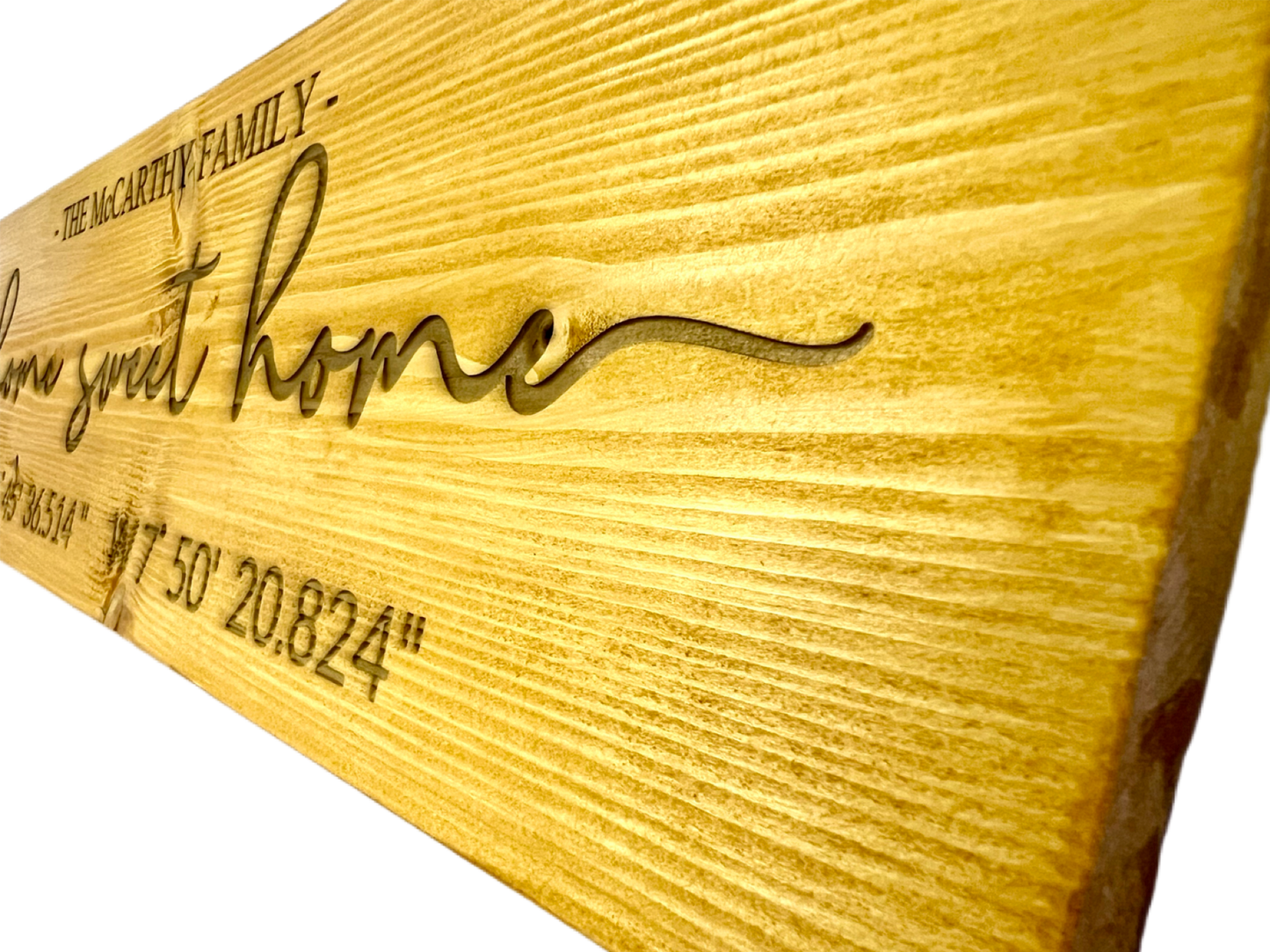 Wooden Engraved Home Sweet Home Sign (incl, co-ordinates)