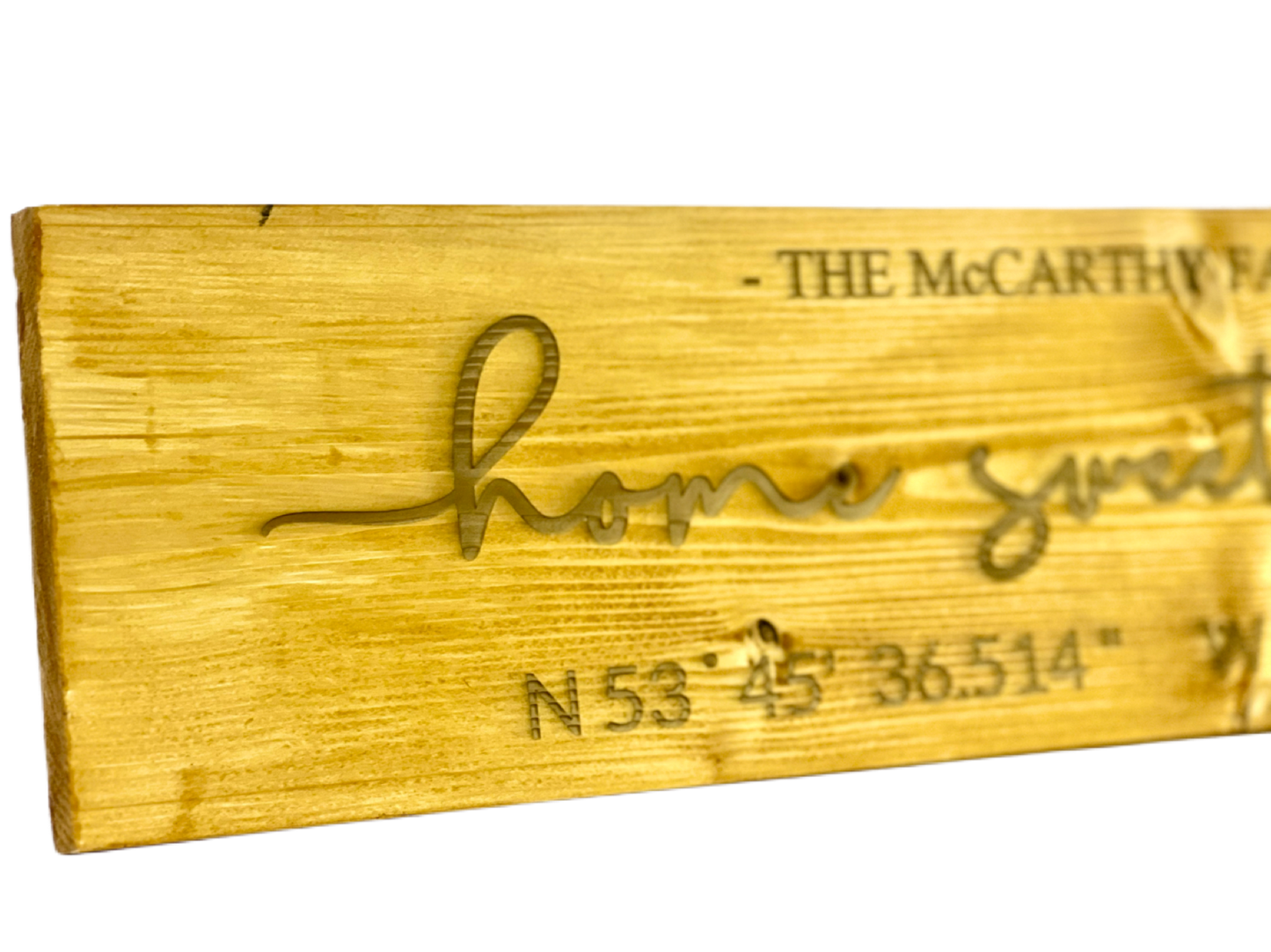 Wooden Engraved Home Sweet Home Sign (incl, co-ordinates)