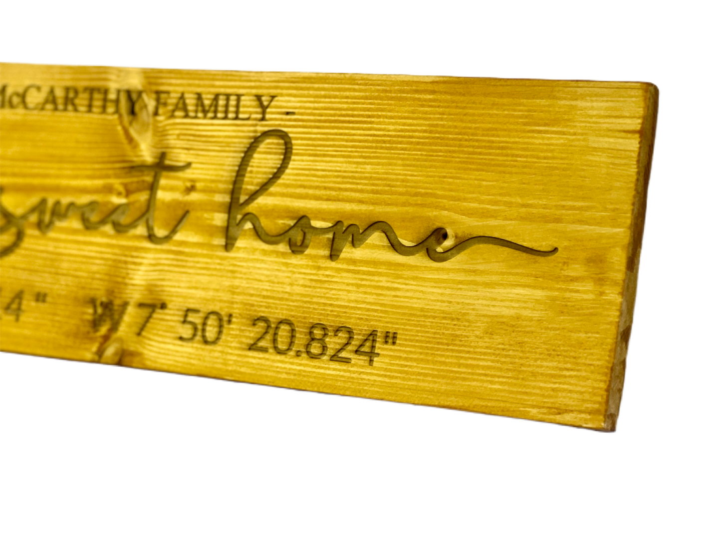 Wooden Engraved Home Sweet Home Sign (incl, co-ordinates)