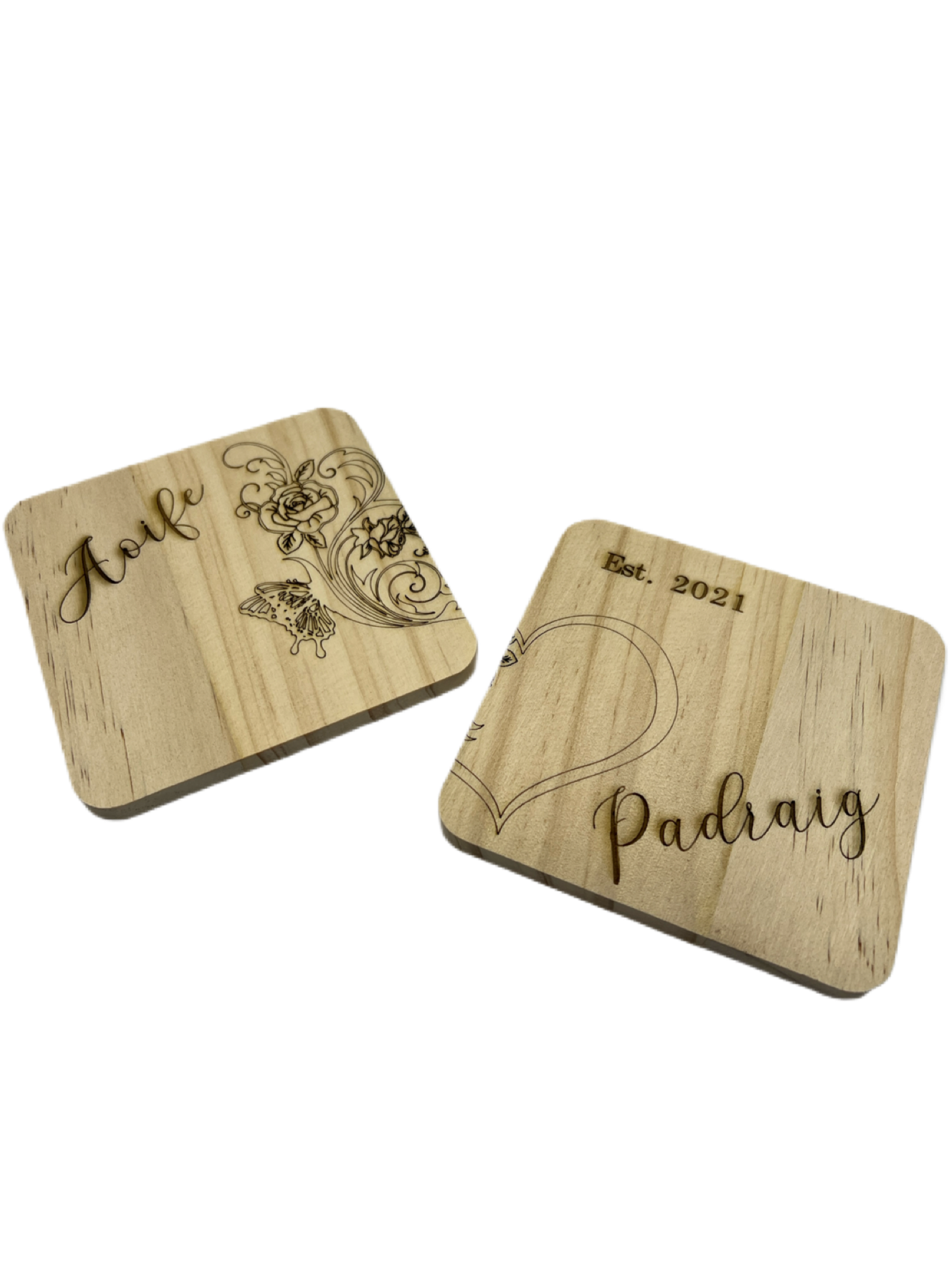 Personalised Wooden Couple Coaster Set