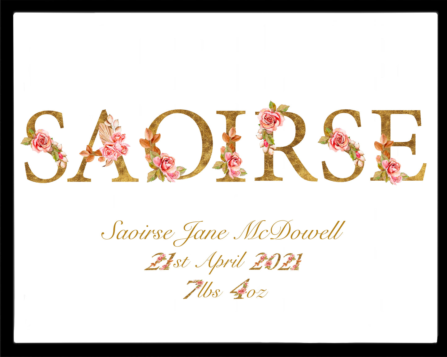 Custom Personalised Baby Print With Photograph (Optional)