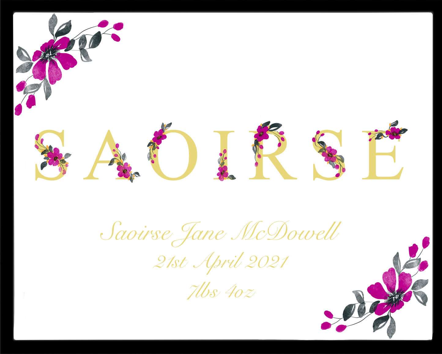 Custom Personalised Baby Print With Photograph (Optional)