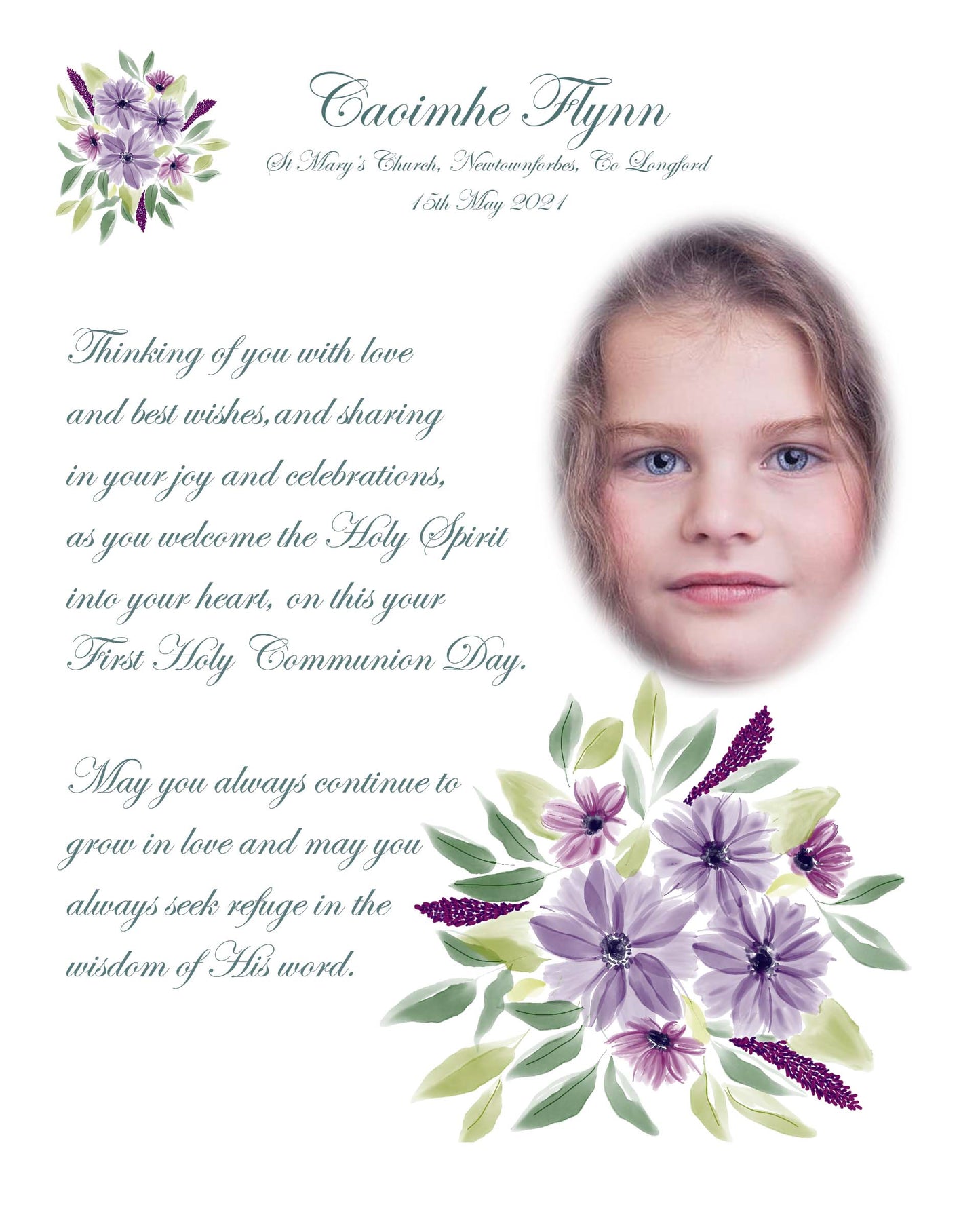 Personalised First Holy Communion Print with Photograph