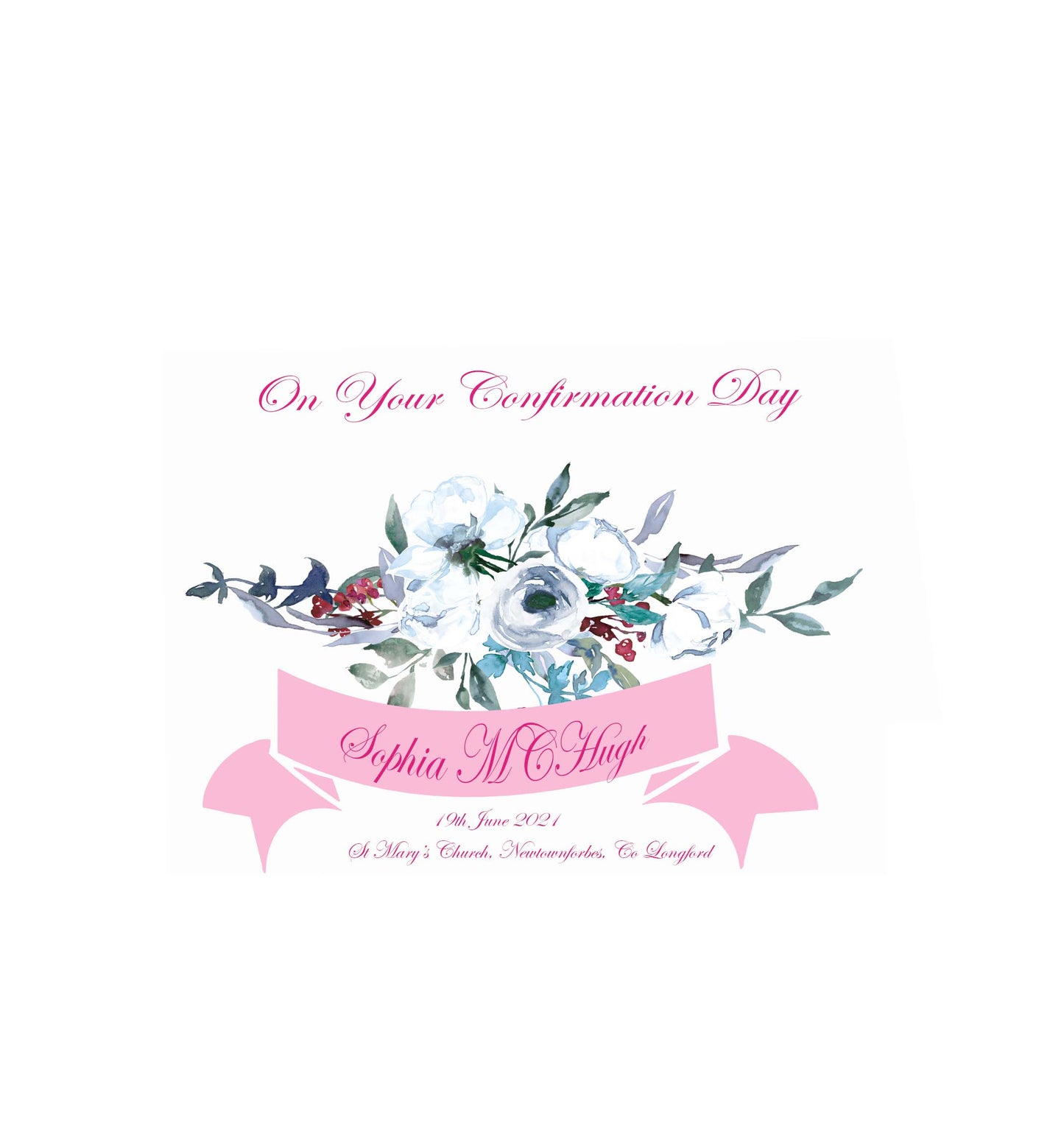 Personalised Confirmation Floral Spray Card Incl. Envelope