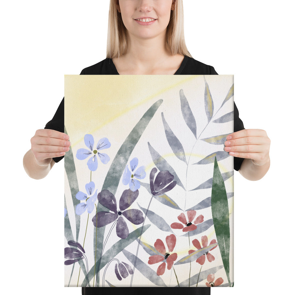 Sunlight and Florals with Blue, Purple and Red Flowers - Canvas - Series 1A