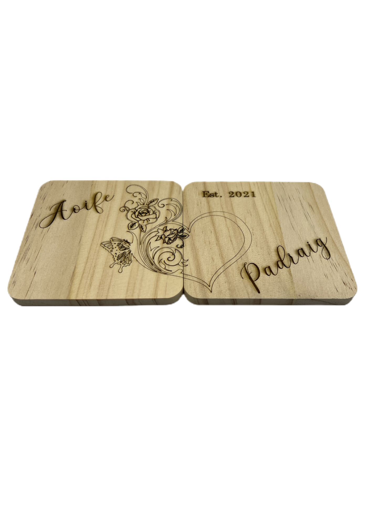 Personalised Wooden Couple Coaster Set