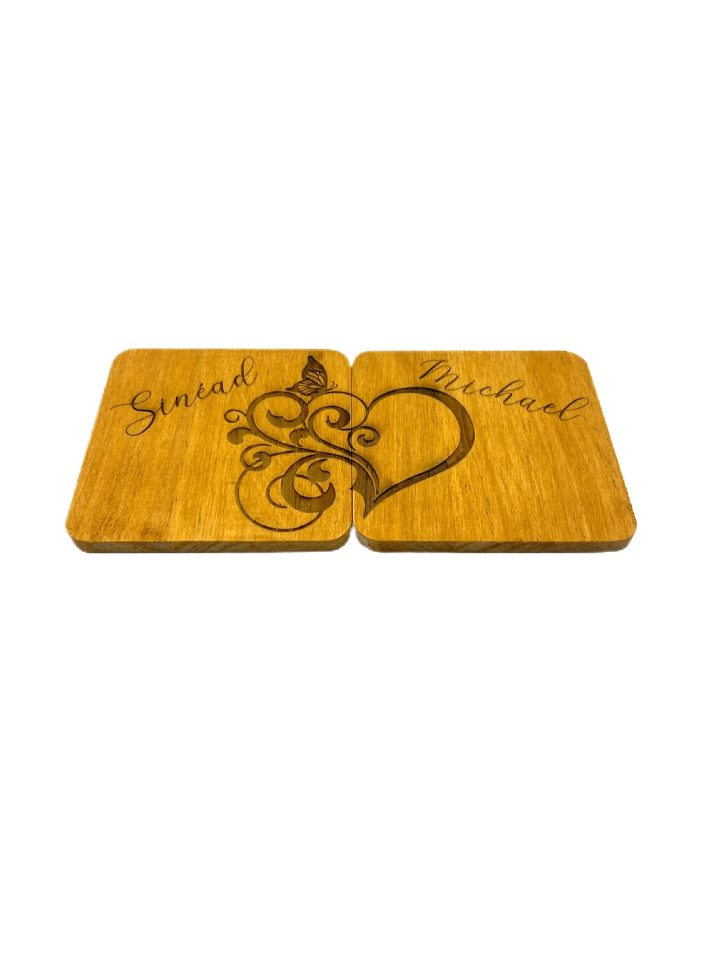 Personalised Wooden Couple Coaster Set