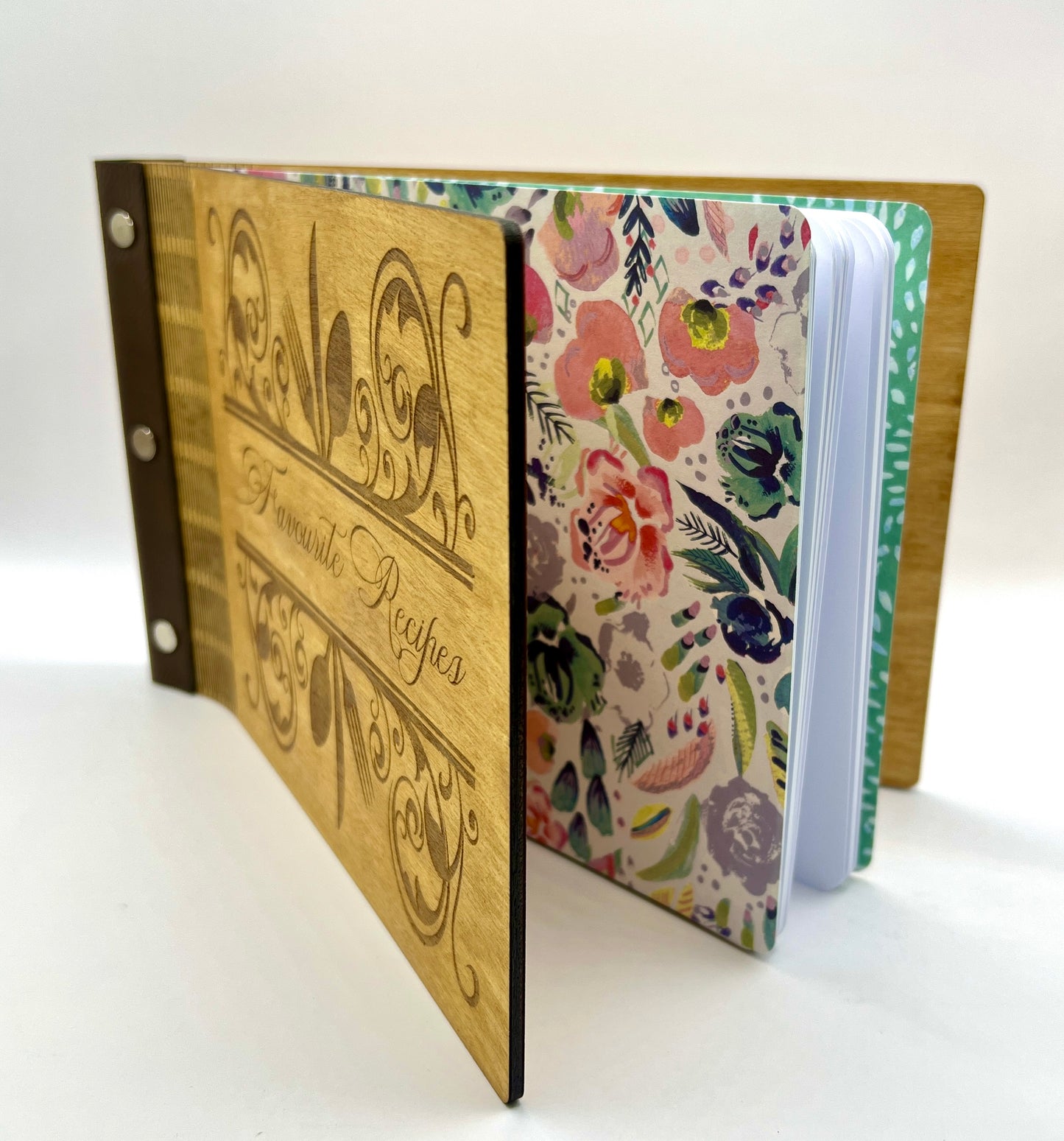 Handmade Wooden Book with Faux Leather Binding