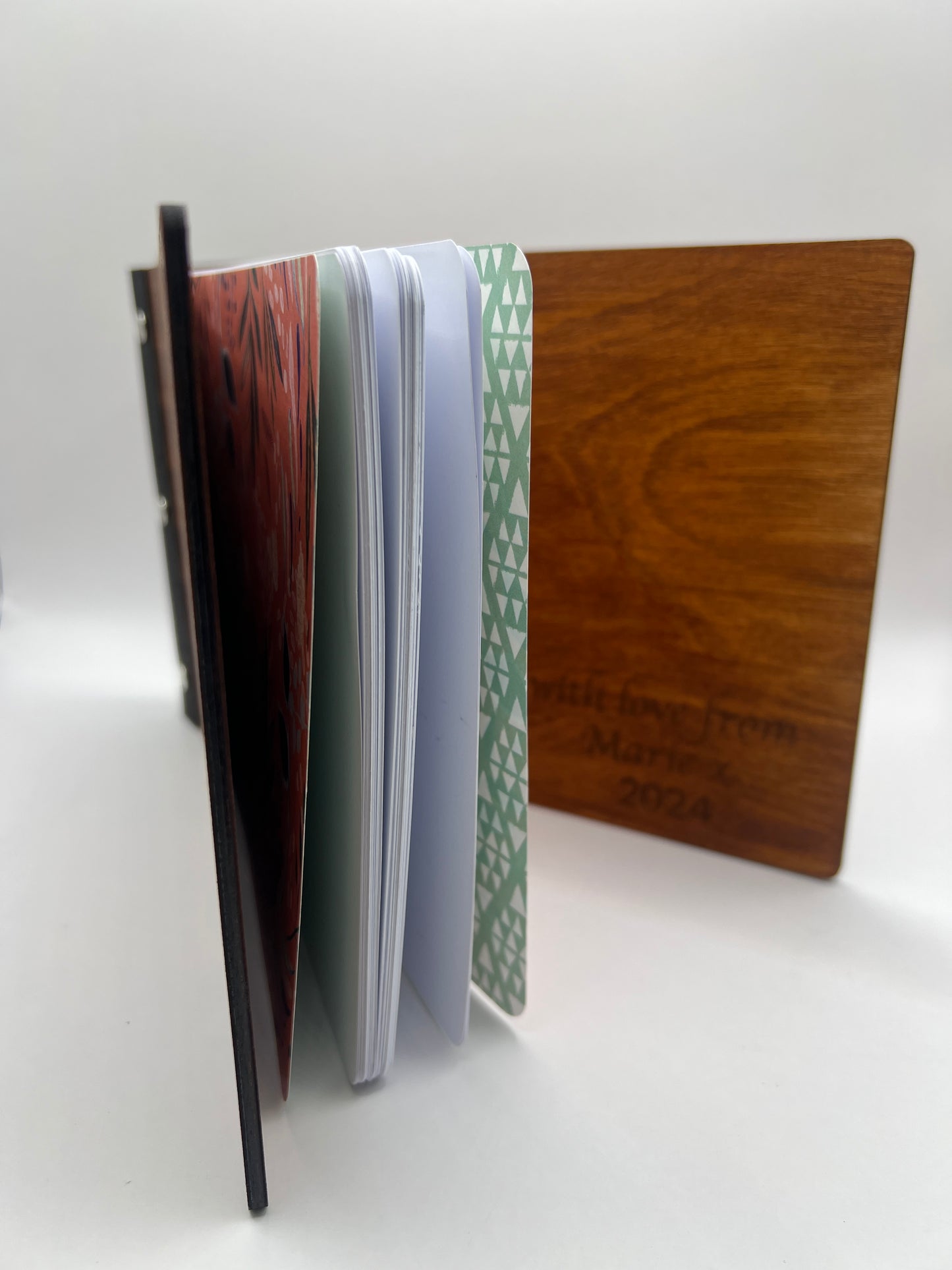 Handmade Wooden Book with Faux Leather Binding