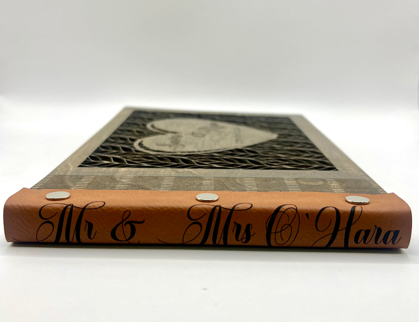 Handmade Wooden Book with Faux Leather Binding