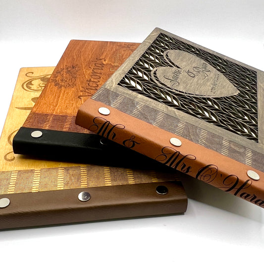 Handmade Wooden Book with Faux Leather Binding