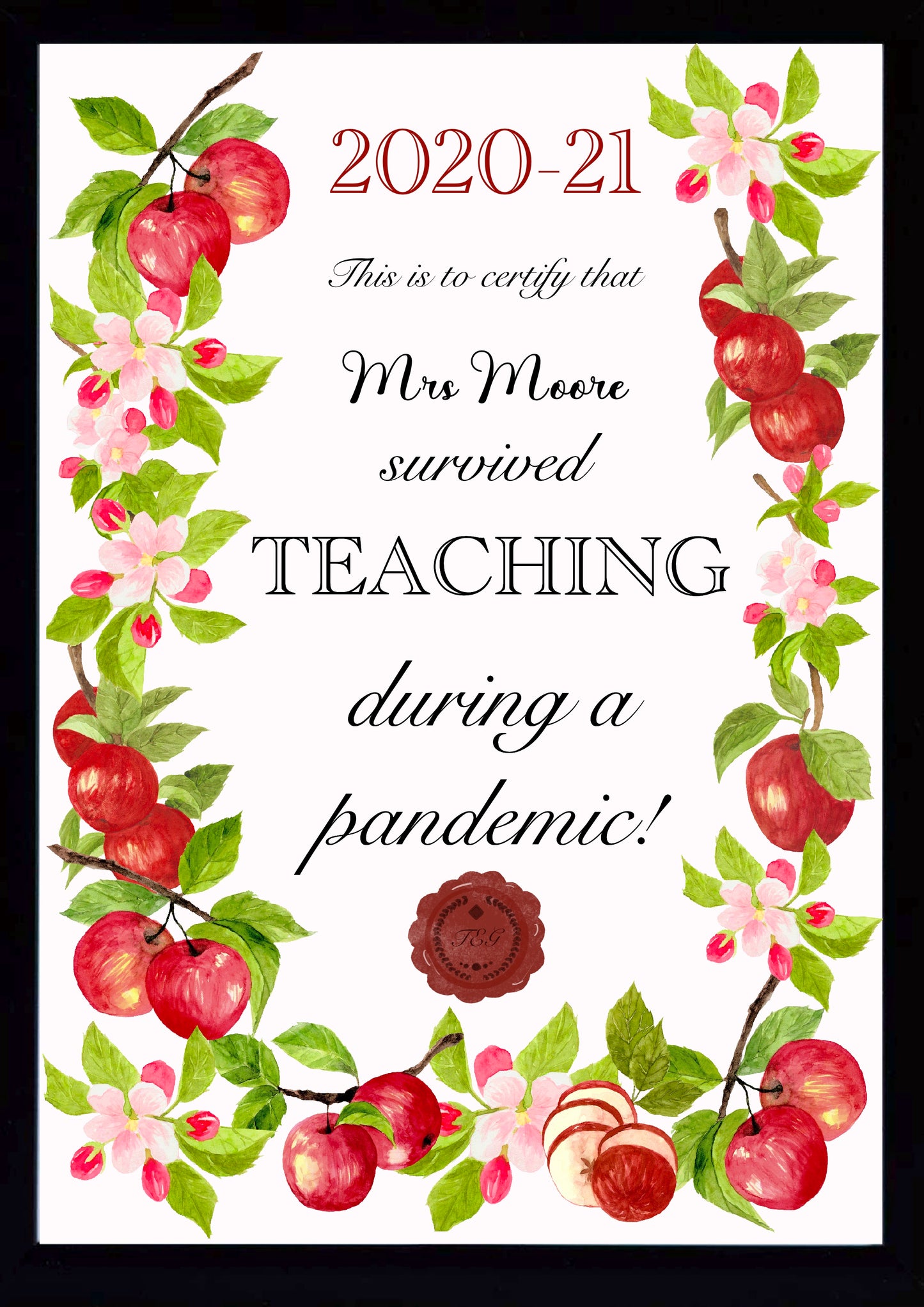 Personalised Teacher Print, End of Year Gift