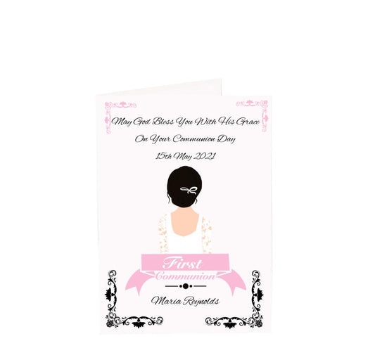 Personalised Communion Card - May God Bless You. Incl. Envelope