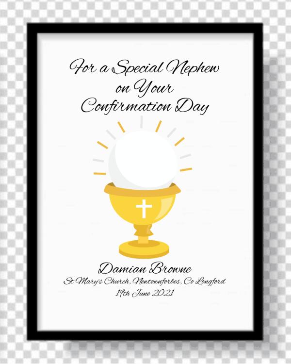 Personalised Nephew Confirmation Day Print