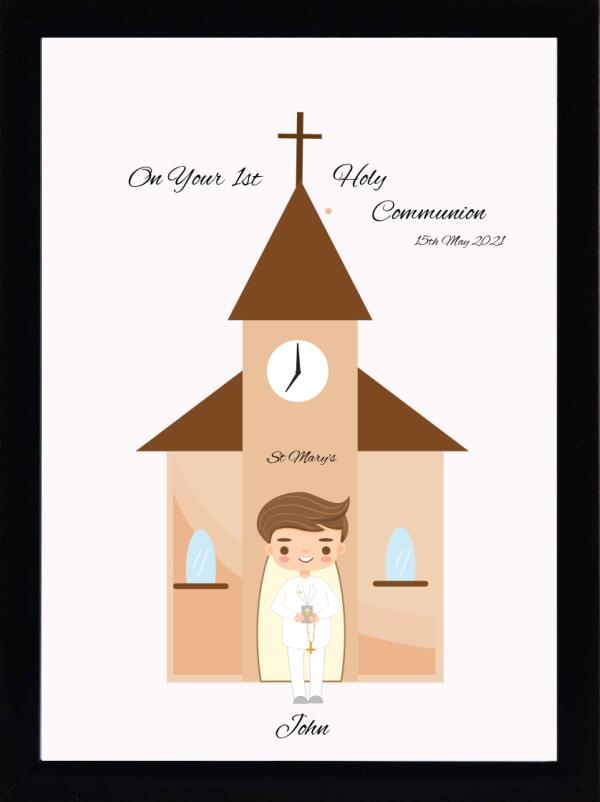 Personalised First Communion Print with Church