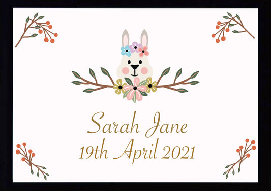 Custom Personalised Baby Print (Rabbit) With Photograph (Optional)