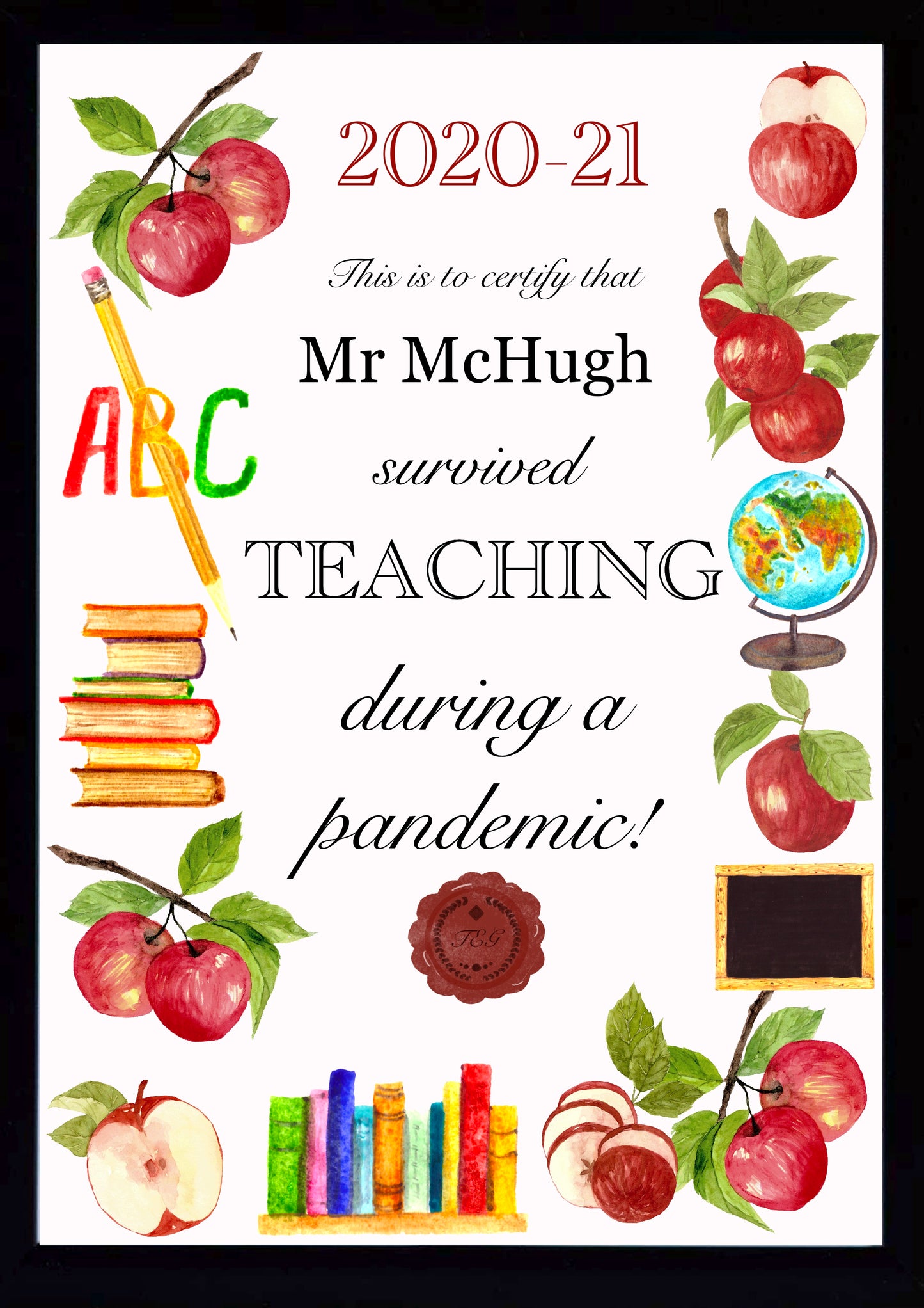 Personalised Teacher Print, End of Year Gift