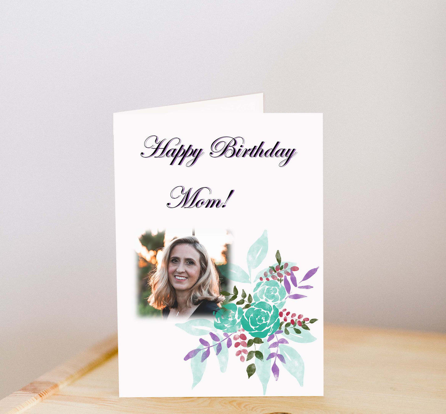 Personalised with Photo Happy Birthday Mom Card incl. Envelope